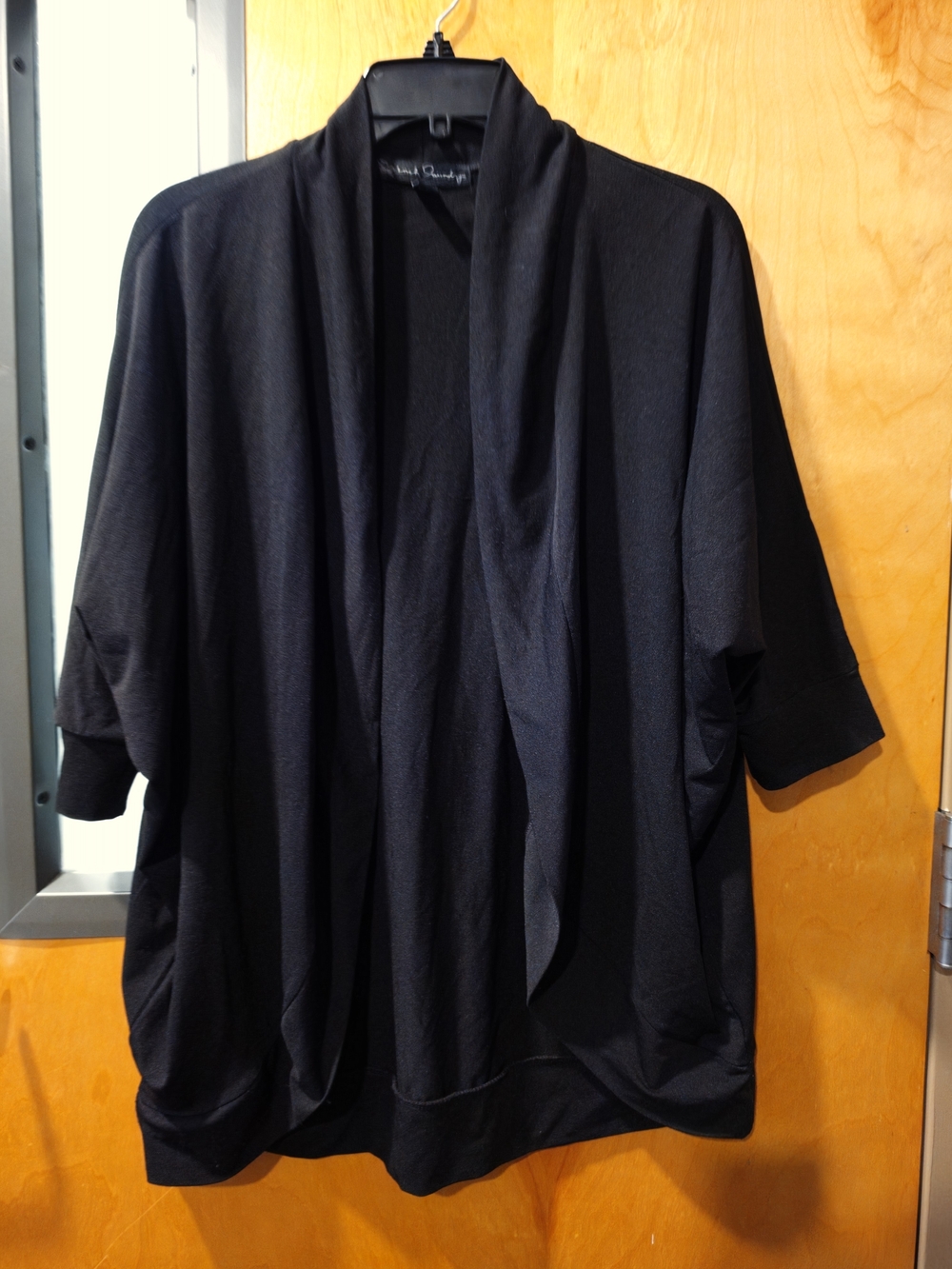 French Laundry Black Open-Front Draped Cardigan
